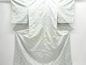 アンティーク　格子に絣柄織り出し手織り紬着物